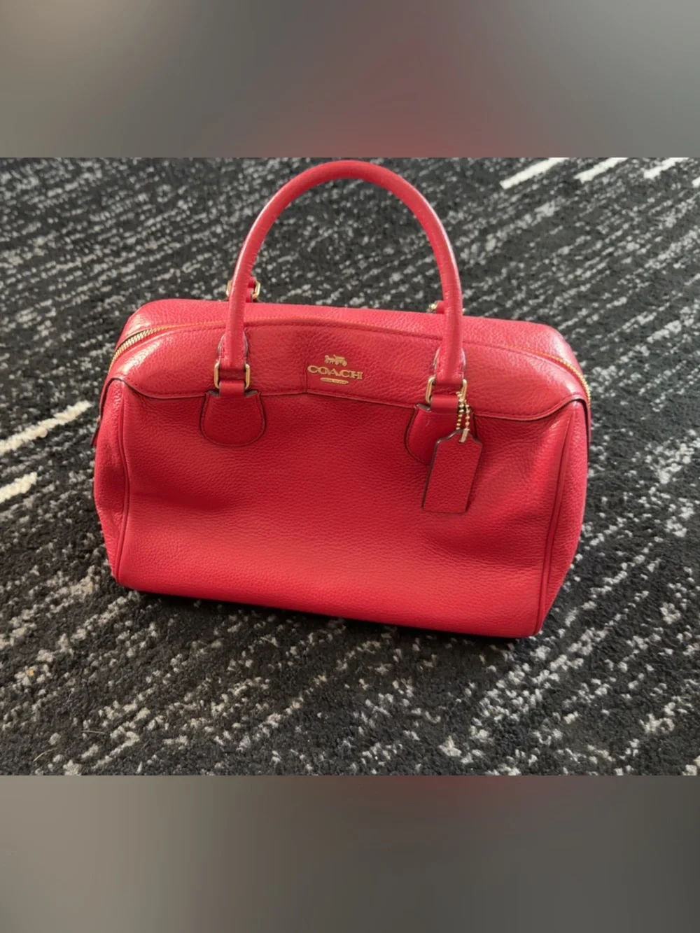 Coach Red Pebbled Leather mini Boston satchel